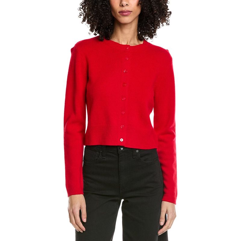 Femme Society Womens Cashmere Cardigan, Red